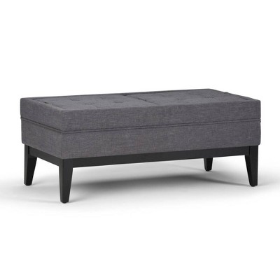 42" Barrington Storage Ottoman Slate Gray Linen Look Fabric - WyndenHall