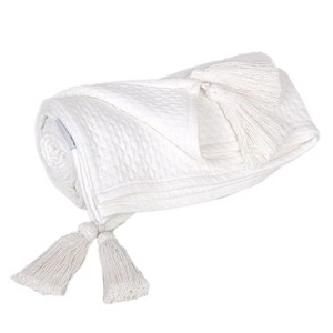 HomeRoots 60" X 50" White Woven Cotton Throw Blanket - 1 of 4