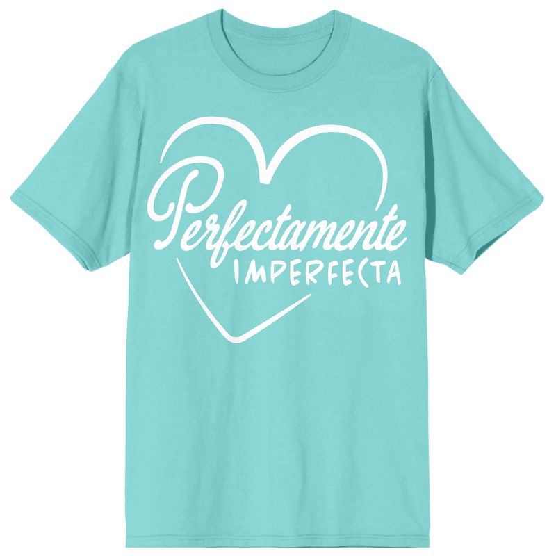 "Perfectly Imperfect" Heart Design Women's Teal Short Sleeve Crew Neck Tee, 1 of 3