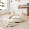 KWPZQEB Oversized Swivel Chair with Moon Storage Ottoman, Barrel Big Round Chair, Modern Accent Round Loveseat Circle Swivel Barrel Chairs for Bedroom - 2 of 4