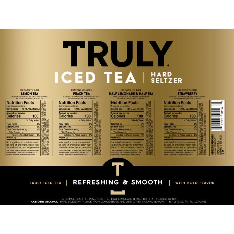 Truly Hard Seltzer Iced Tea Variety Mix Pack - 12pk/12 fl oz Slim Cans, 6 of 8