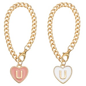 Unique Bargains Letter Heart Shape Identification Accessories Pink & White 2 Pcs - 1 of 4