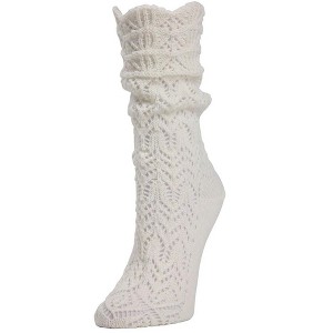 Memoi Shakar Scalloped Crochet Knit Boot Sock - 1 of 2