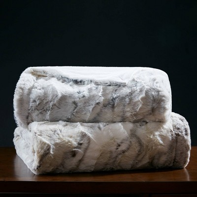 Oversized Grey Faux Fur Reversible Winter Throw