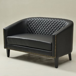 KINWELL 50"W Tufted Faux Leather Upholstered Small Loveseat Sofa - 1 of 4