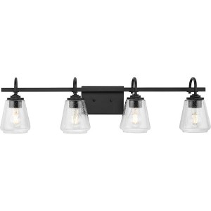 Progress Lighting Martenne 4-Light Vanity Light, Matte Black, Seeded Glass - Elegant, versatile fixture for modern farmhouse and urban industrial - 1 of 3