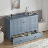 Mjkone Queen Murphy Bed Cabinet with Built-in Charging Station, Drawers, Folding Mattress for Bedroom Guest Room - 2 of 4