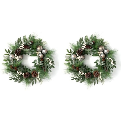 Northlight Red, Green, and Silver Jingle Bell Christmas Wreath, 9-Inch,  Unlit