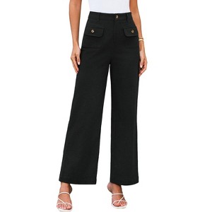 Coolmee Womens Wide Leg Pants High Waisted Business Casual Dress Pants Palazzo Long Work Trousers with Pockets - 1 of 4