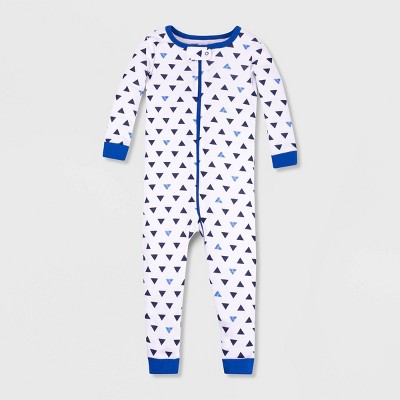 Lamaze Baby Boys' Organic Cotton Snug Fit Pajama Romper - White/Blue 12M