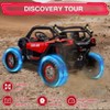 Blue 24V 2Seater Ride On UTV Car With Remote Control 4WD Powerful Motors Leather Seats Music Lights And Shock Absorbers Blue - 3 of 4
