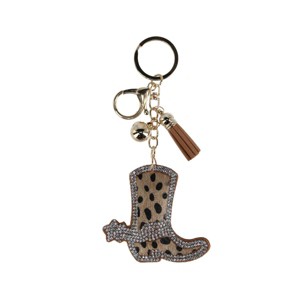 CTM Women's Cheetah Print Glitter Boot Bag Charm - 1 of 2