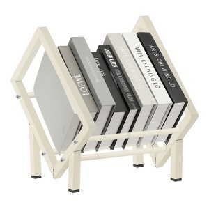 Unique Bargains Stainless Steel Magazine CD Storage Desk Decorative Bookshelf - 1 of 4