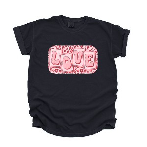 Simply Sage Market Women's Love Leopard Block Short Sleeve Garment Dyed Tee - 1 of 4