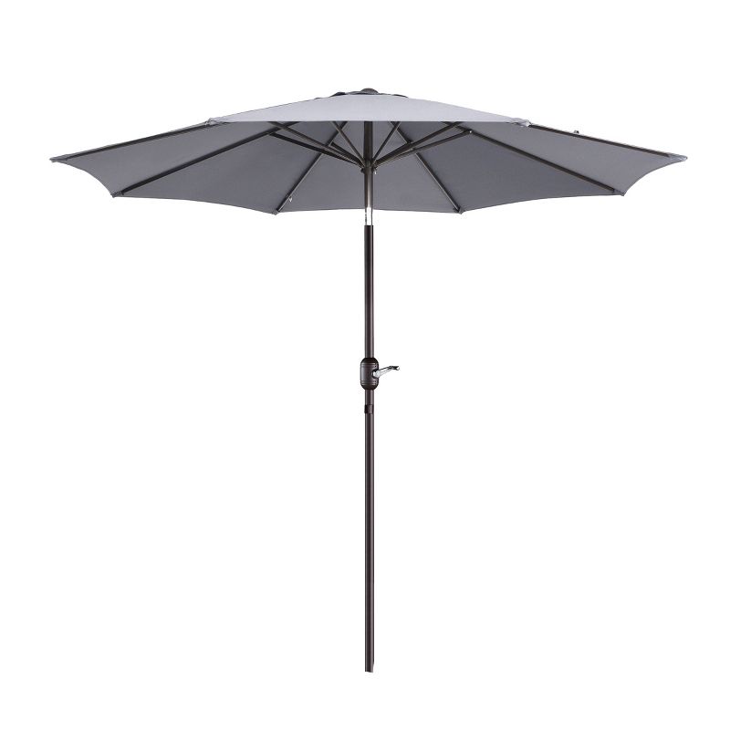 9-Foot Patio Umbrella - Easy Crank Outdoor Table Umbrella with Steel Ribs and Aluminum Pole for Deck, Porch, Backyard, or Pool by Nature Spring (Gray), 1 of 8
