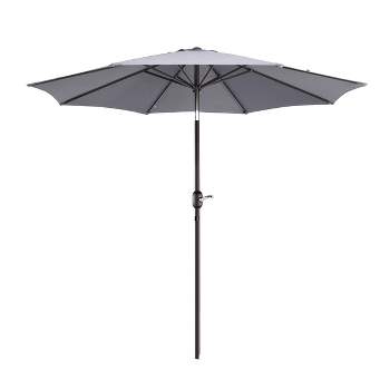 9-Foot Patio Umbrella - Easy Crank Outdoor Table Umbrella with Steel Ribs and Aluminum Pole for Deck, Porch, Backyard, or Pool by Nature Spring (Gray)