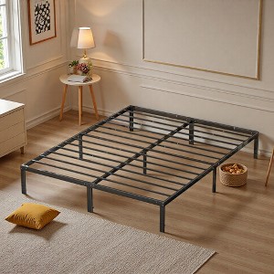 FONTOI Queen Bed Frame Heavy Duty Metal Bed Frame Simple Sturdy Beds for Bedroom, Guest Room, Kid Room, No Box Spring Needed, Black, 80"* 60"*14" - 1 of 4