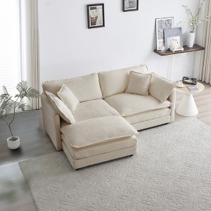 GDFStudio Yule Modern 76.7" Chenille Upholstered Loveseat with Pillows - 1 of 4