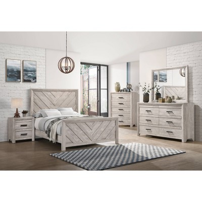 Keely Ash White Chevron Panel 5-Piece Bedroom Set