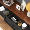 Gulches 39 in Black Rectangular Engineered Wood Console Table with Double Tilt Out Trash Storage 2 Drawers Barn Door - 4 of 4