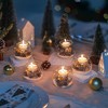 MOEPISY Christmas Tealight Candle Holders: Set of 6 Glass Ball Tea Light Candle Holder with Golden Leaves and Needles - 2 of 4