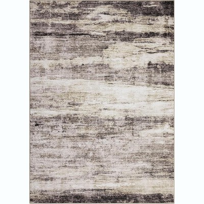 10'x13'Washable Area Rug with Anti-Slip Backing, Low Pile Modern Farmhouse Throw Rug Non-Shedding for Bedroom Dining Room Playroom,Brown