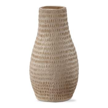 TAG Paper Mache Cream Decorative Indoor Vase, 6.0L x 6.0W x 10.5H inches
