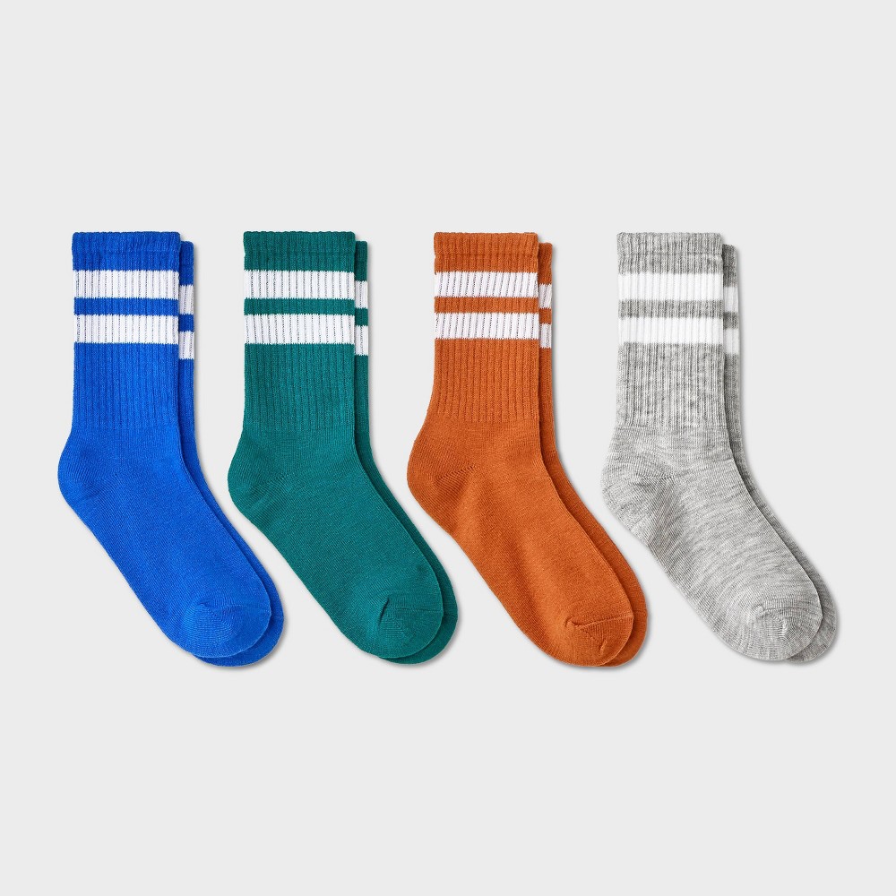 Boy 4pk Striped Crew Sock