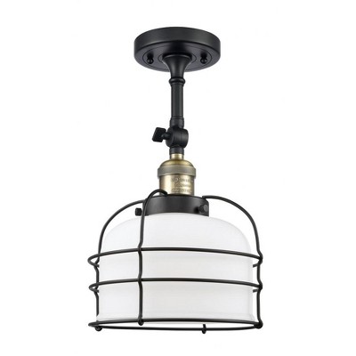 Bell - 1 Light Semi-Flush Mount In Industrial Style-14 Inches Tall and 8 Inches Wide