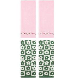 REGALWOVEN 4 Pcs Cute Floral Soft Absorbent Decorative Bathroom Hand Towel - 1 of 4