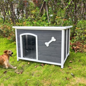 DSVIMOY Foldable Large Wooden Dog House, Outdoor Waterproof Dog Cage, Windproof and Warm Dog Kennel, Gray, 40.55"*25.2"*29.13" - 1 of 4