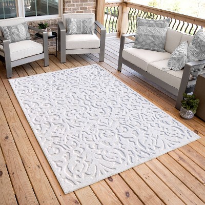 Natural Rectangular Stain-Resistant Synthetic Area Rug 3'11" x 5'5"