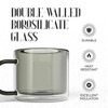 Elle Decor Double Wall Coffee Cups, Set of 2, Cute Coffee, Tea, and Milk Glass Mugs with Handle, Insulated Espresso Cup, 10-Ounce, Gray - 3 of 4