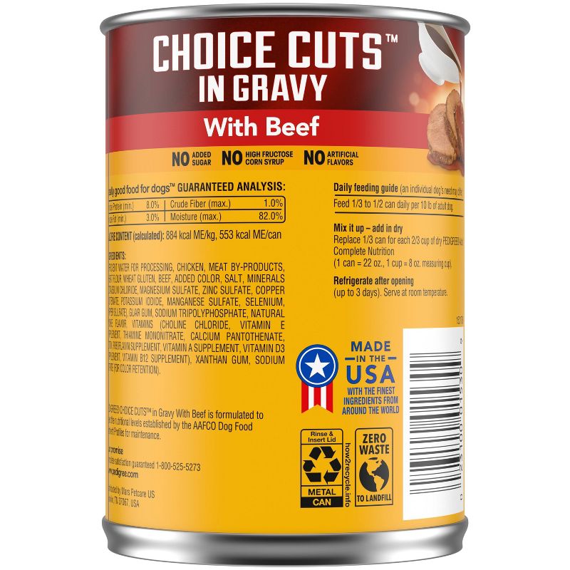 Pedigree Choice Cuts In Gravy with Beef Adult Wet Dog Food - 22oz, 3 of 7