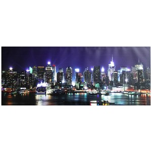 Northlight LED Lighted New York City Skyline Canvas Wall Art 15.75" x 39.25" - 1 of 3