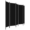 vidaXL 5-Panel Room Divider - Freestanding Black Polyester Screens, Privacy Partition/Home Decor, Powder-Coated Iron Frame - 3 of 4