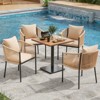 Maggift Patio Seating Sets, Outdoor Dining Set for 5, Patio Table and Chairs Set for Lawn, Deck Backyard, Poolside, Beige, 18.9"*24.6"*30.5" - 3 of 4