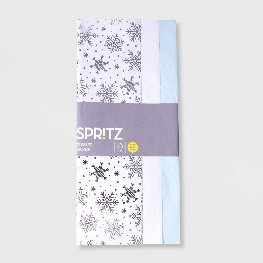 20ct Banded Tissue with Snowflakes - Spritz