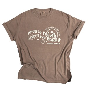 S.W.Smiley Create Freely Live Boldly - Women's Garment Dyed Graphic T-Shirt - 1 of 4