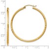 Black Bow Jewelry 2mm x 40mm 14k Yellow Gold Satin & Diamond-Cut Round Hoop Earrings - 4 of 4