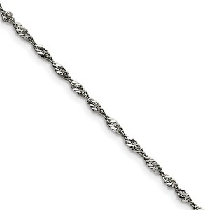 Black Bow Jewelry 2.5mm Stainless Steel Singapore Chain Necklace - 1 of 4