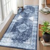 Faux Wool Boho Vintage Floral Printed Area Rug Ultra Thin Low Pile Machine Washable Stain Resistant Non Slip Non Shedding Pet Friendly Floor Rug - 3 of 4