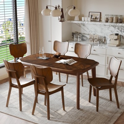 Whisen Vintage 7-Piece Dining Table Set with 6 Dining Chairs