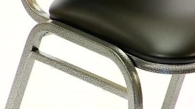 Elegant Black Vinyl and Silver Metal Stacking Banquet Chair
