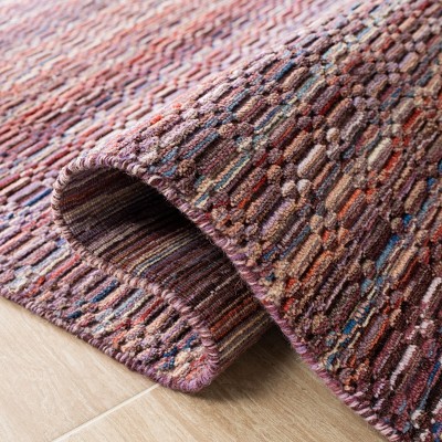 Handmade Red and Purple Wool Rectangular Area Rug 4' x 6'