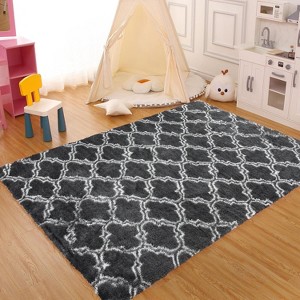 Shag Washable Area Rug, 7mm Modern Fluffy Plush Rug, Extra Soft Carpet, Non Slip, Non Shedding Rugs for Bedroom, Living Room, Nursery, Home Decor - 1 of 4