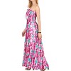 LA LEELA Women's Tube Dress Top Flowy Maxi One Size Raspberry Floral Stripes - 2 of 3