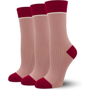 SERISIMPLE Women Viscose Bamboo Womens Crew Socks Dress Chic Colorblock Striped Design Socks 3 Pairs - 1 of 4