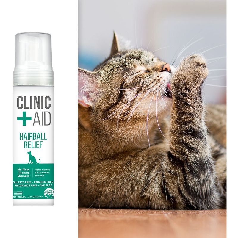 Clinic Aid Hairball Relief No-Rinse Foaming Shampoo for Cats - 7.4 fl oz, 5 of 10
