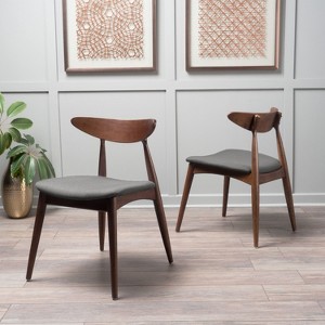 Okak Set of 2 Dining Chairs with Splayed Legs, Rubberwood Frame & Upholstered Seat, Modern Cosy Kitchen Chairs for Living Room & Apartment - 1 of 4